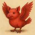 Pig-Bird Hybrid in Painterly Style
