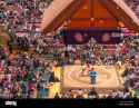 tokyo-ryogoku-jan-14-2023-japanese-dohy-used-by-sumo-wrestling-tournaments-made-with-a-circle-of-rice-straw-bales-on-a-square-platform-overlooked-2TDGPY1